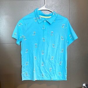 Boys Cat & Jack Aqua Polo with Tropical Print